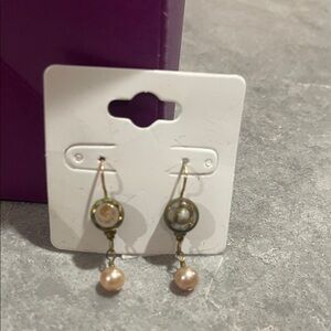 Elegant Antique Button and Pearl Drop Earrings